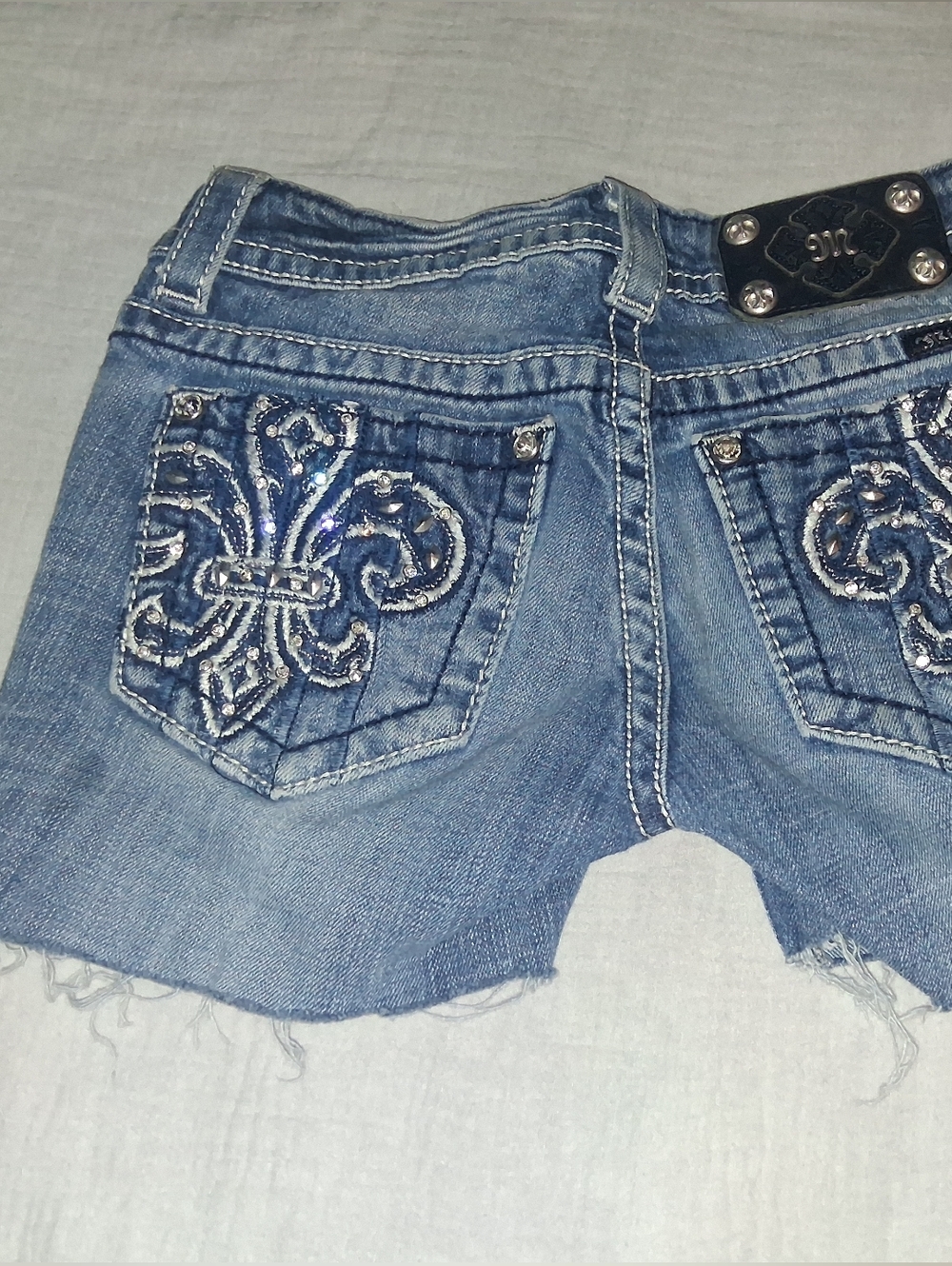 Miss Me Blue Denim Embellished Jean Shorts